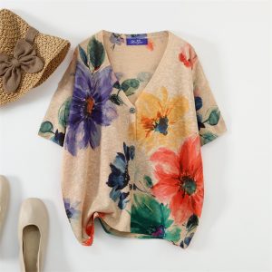 retro printed ethnic cardigan